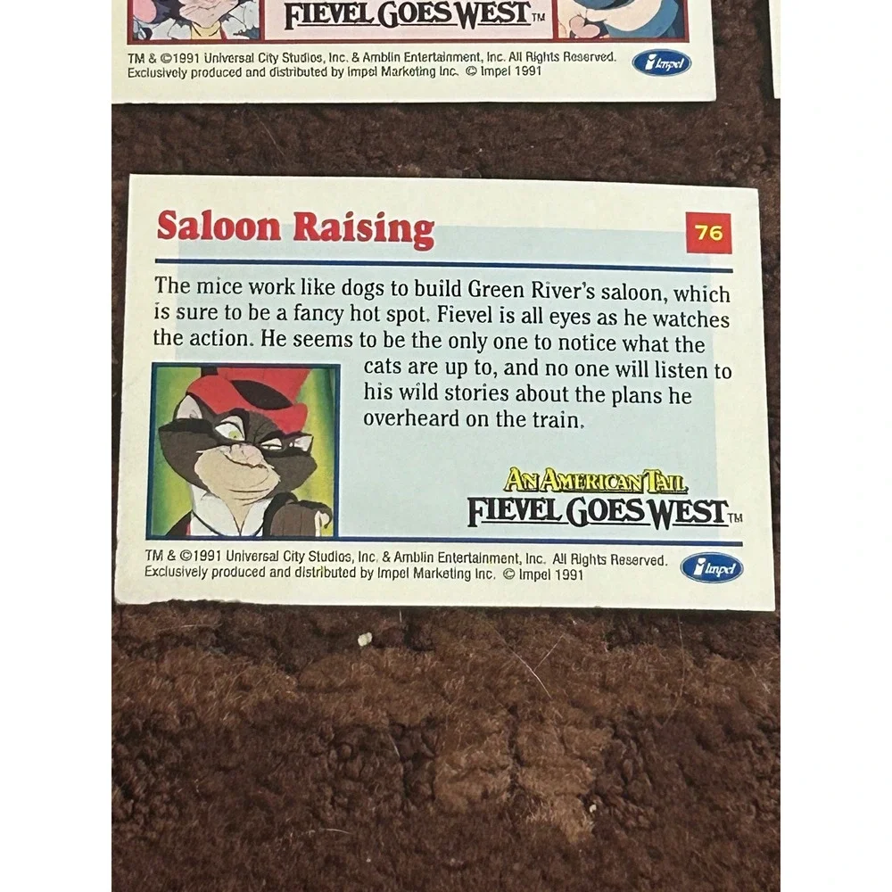Vintage 1991 Impel An American Tail Fievel Goes West Trading Card Lot of 9‎